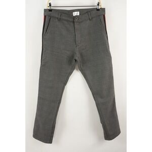 Christos NY THE KENNEDY TROUSERS Pants Size 32 x 29‎ Gray Plaid Red Stripes Flat